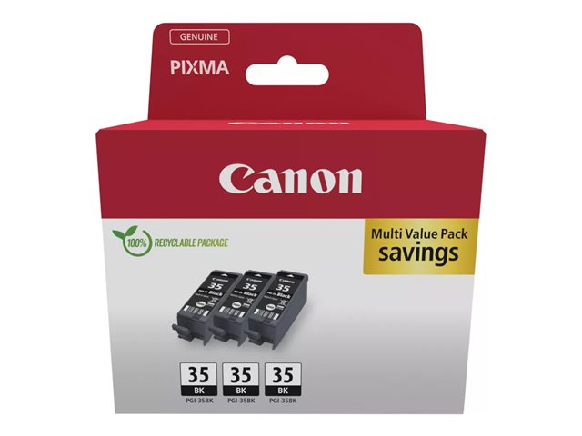 Canon PGI-35BK Triple Pack - 3-pack - 9.3 ml - black - original - ink tank - for PIXMA iP100 with battery, iP110, TR150, TR150 with Battery Pack, RC-IP100