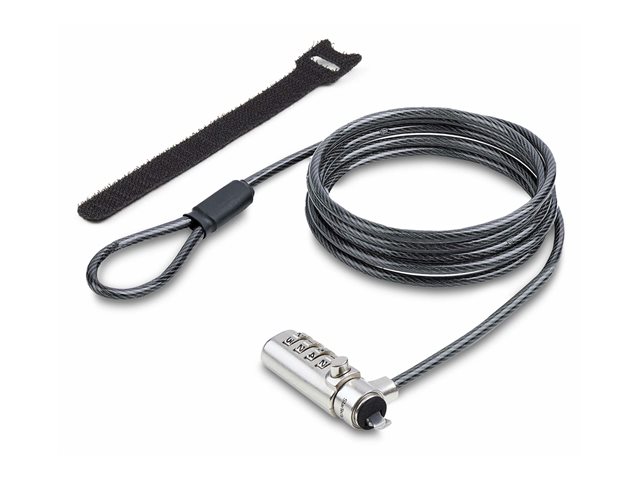StarTech.com Slim Lock K-Slot Compatible, 6.6ft Combination Locking Cable - Security cable lock - black & silver - 2 m