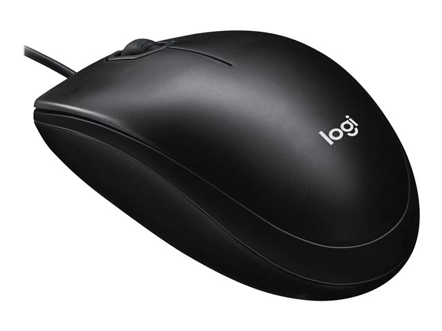 Logitech M100 - Mouse - full size - right and left-handed - optical - 3 buttons - wired - USB - black