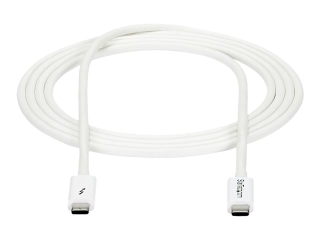 StarTech.com 6.6ft (2m) Thunderbolt 3 Cable, 20Gbps, 100W PD, 4K Video, Thunderbolt-Certified, Compatible w/ TB4/USB 3.2/DisplayPort - Thunderbolt cable - 24 pin USB-C (M) to 24 pin USB-C (M) - USB 3.1 Gen 2 / Thunderbolt 3 / DisplayPort 1.2 - 2 m - 4K support - white - for P/N: CDP2HDUACP, CDP2HDUACPW