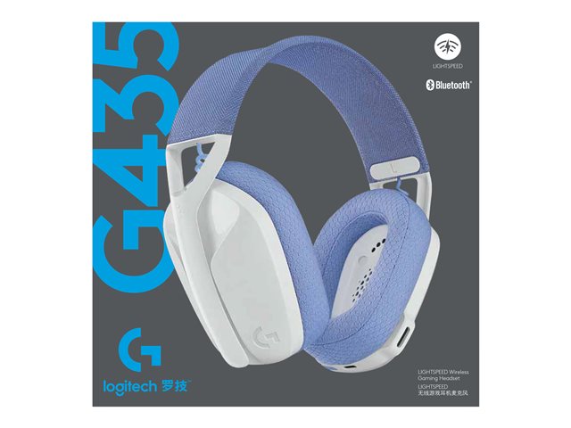 Logitech Lightspeed G435 - Headset - full size - Bluetooth / 2.4 GHz radio frequency - wireless - white - Discord Certified