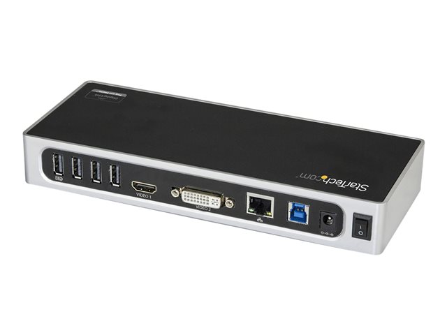 StarTech.com USB 3.0 Docking Station, Dual Monitor Laptop Docking Station with HDMI & DVI/VGA Video, 6-port USB 3.1 Gen 1 5Gbps Hub, GbE, Audio, Universal USB Type-A Dock, Windows & Mac - Dual Display Dock (DK30ADD) - Docking station - USB - DVI, HDMI - 1GbE - for P/N: DK30A2DH, SVA20N2NEUA