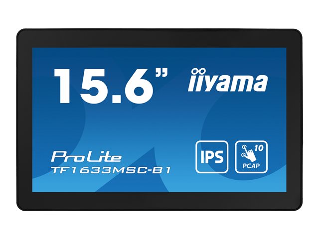 iiyama ProLite TF1633MSC-B1 - LED monitor - 15.6\" - open frame - touchscreen - 1920 x 1080 Full HD (1080p) @ 60 Hz - IPS - 450 cd/m² - 1000:1 - 5 ms - HDMI, DisplayPort - speakers - black, matte finish