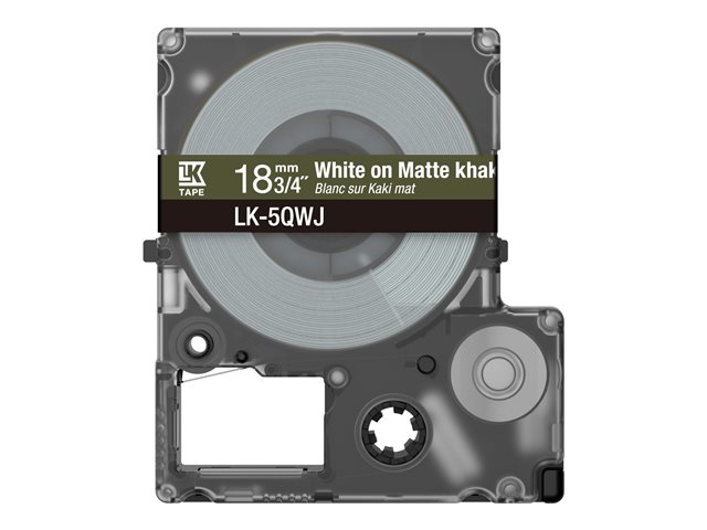 Epson LabelWorks LK-5QWJ - White on matte khaki - Roll (1.8 cm x 8 m) 1 cassette(s) hanging box - tape cartridge - for LabelWorks LW-C410, LW-C610