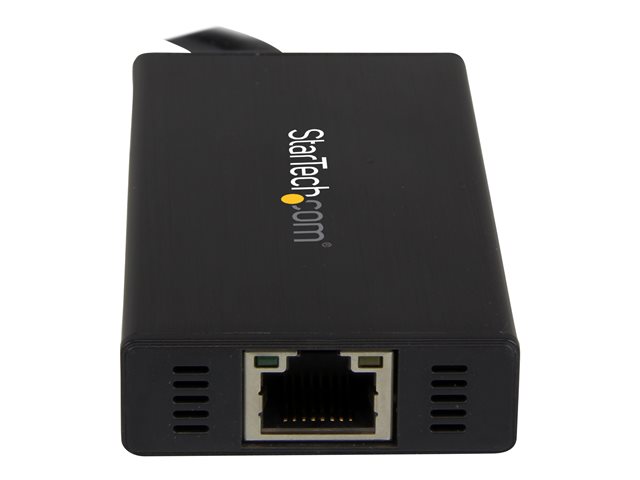 StarTech.com USB 3.0 Hub with Gigabit Ethernet Adapter - 3 Port - NIC - USB Network / LAN Adapter - Windows & Mac Compatible (ST3300GU3B) - Hub - 3 x SuperSpeed USB 3.0 + 1 x 10/100/1000 - desktop - for P/N: PEXUSB3S2EI, PEXUSB3S42, PEXUSB3S7, SVA5H2NEUA