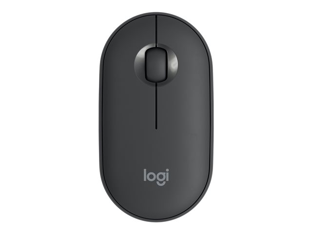 Logitech Pebble M350 - Mouse - optical - 3 buttons - wireless - Bluetooth, 2.4 GHz - USB wireless receiver - graphite