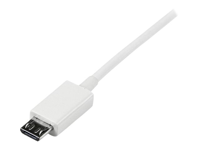 0.5M WHITE MICRO USB CABLE CORD - A TO MICRO B - MICRO USB CHARGING DATA CABLE - USB 2.0 - 1X USB A MALE 1X USB MICRO B MALE