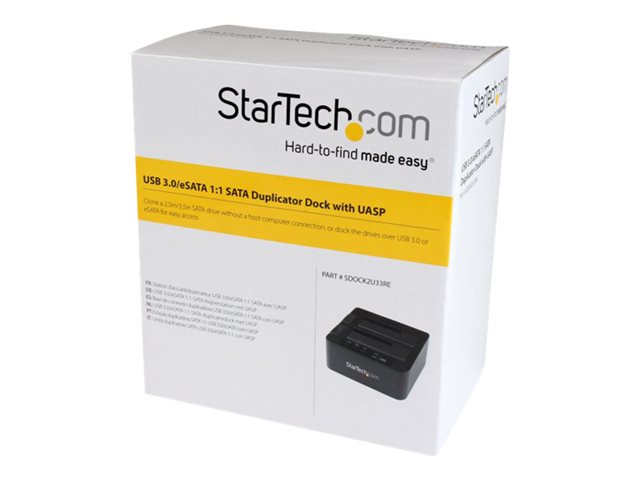 StarTech.com Dual Bay Hard Drive Duplicator, Standalone USB 3.0 (5 Gbps) eSATA to 2.53.5 SATA III HDDSSD ClonerCopier, Hard Drive Docking Station - Hard Disk Cloner - Storage controller - 2.5\", 3.5\" - SATA 6Gb/s - USB 3.0 - black - for P/N: SVA12M5NA