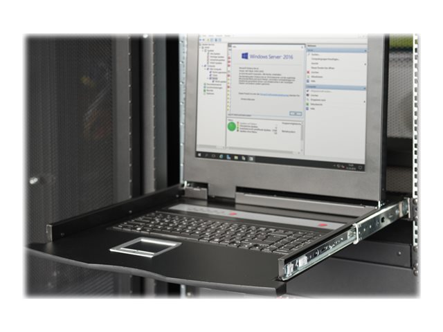 MODULARIZED 48 3CM (19in) TFT CONSOLE WITH 8 PORT CAT 5 KVM US KEYBOARD RAL 9005 BLACK