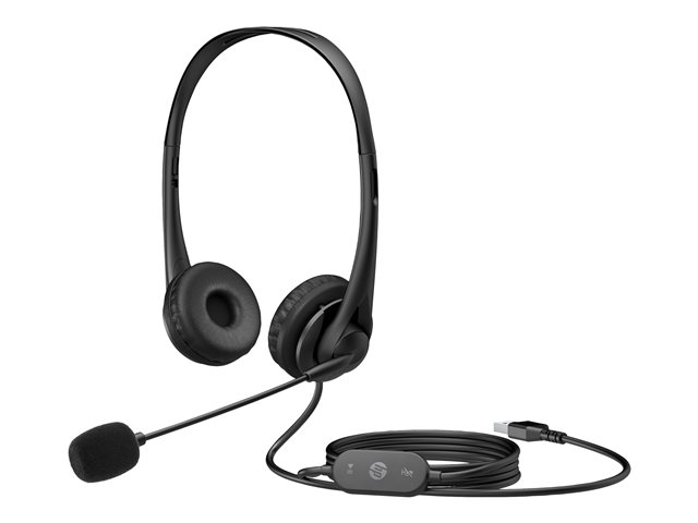 HP G2 - Headset - on-ear - wired - USB - shadow black - for HP 245 G9, 256 G8, 25X G9, 34, 470 G9, EliteBook 1040 G9, 65X G9, ProBook 44X G9, 45X G9