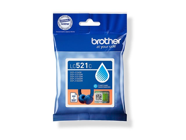 Brother LC521C - Cyan - original - pillow pack - ink cartridge - for Brother DCP-J1260W, DCP-J1310DW