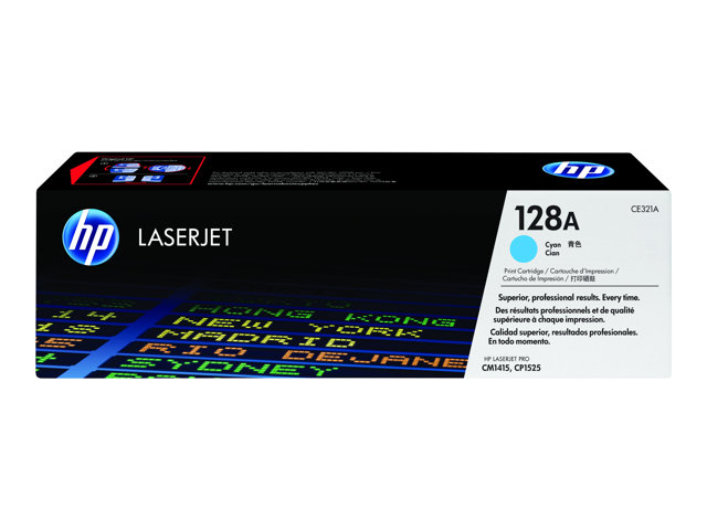 HP 128A - Cyan - original - LaserJet - toner cartridge (CE321A) - for Color LaserJet Pro CP1525n, CP1525nw, LaserJet Pro CM1415fn, CM1415fnw