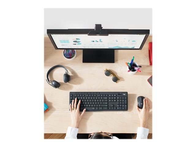 Logitech MK295 Silent - Keyboard and mouse set - wireless - 2.4 GHz - US International - graphite