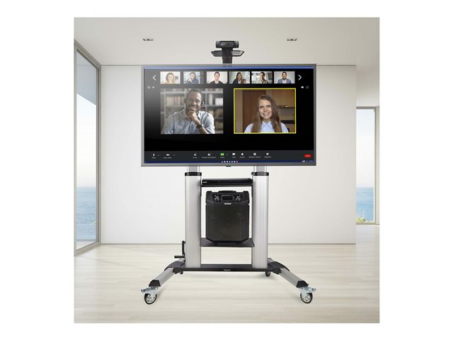 StarTech.com Rolling TV Cart/Stand On Wheels, Up to 100inch/220lb Screens - Cart - for flat panel - plastic, aluminium, steel - black, silver - screen size: 60\"-100\"