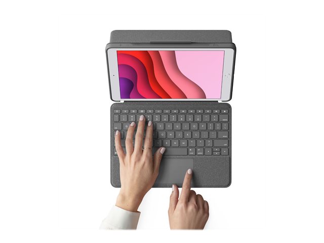 Logitech Combo TouchKeyboard and folio casewith trackpadbacklitApple Smart connectorQwertygraphitefor iPad (7th gen)
