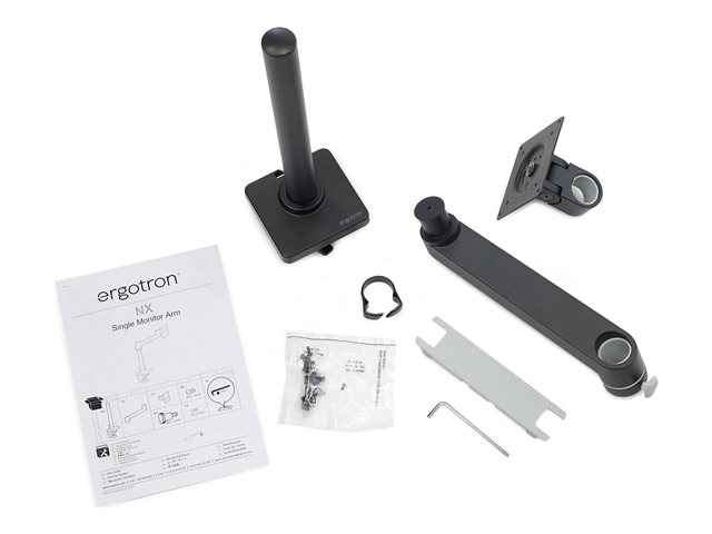 Ergotron NX - Mounting kit (articulating arm, arm assembly, attachment hardware, base, pole, pivot) - for Monitor - matte black - screen size: up to 34\" - desk-mountable