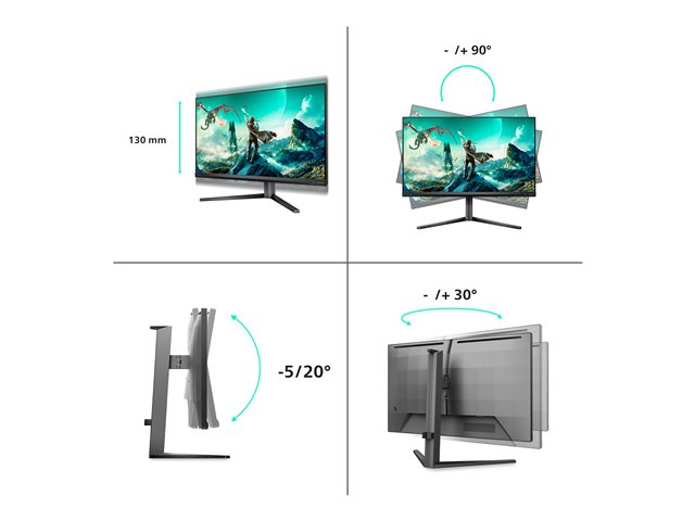 Philips Evnia 3000 27M2N3800A - LED monitor - gaming - 27\" - 3840 x 2160 4K UHD (2160p) @ 320 Hz - Fast IPS - 450 cd/m² - 1000:1 - DisplayHDR 400 - 0.5 ms - 2xHDMI, DisplayPort - speakers - charcoal
