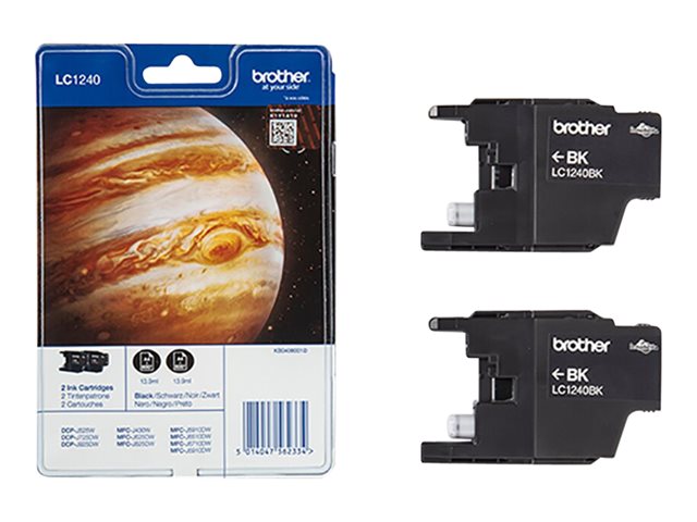 Brother LC1240BKBP2 - 2-pack - black - original - blister - ink cartridge - for Brother DCP-J525, J725, J925, MFC-J430, J5910, J625, J6510, J6710, J6910, J825