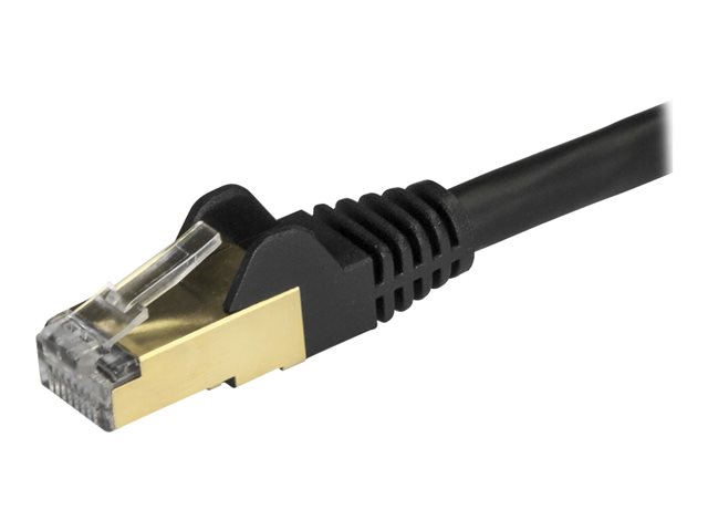 StarTech.com 3m CAT6A Ethernet Cable, 10 Gigabit Shielded Snagless RJ45 100W PoE Patch Cord, CAT 6A 10GbE STP Network Cable w/Strain Relief, Black, Fluke Tested/UL Certified Wiring/TIA - Category 6A - 26AWG (6ASPAT3MBK) - Patch cable - RJ-45 (M) to RJ-45 (M) - 3 m - STP - CAT 6a - snagless - black
