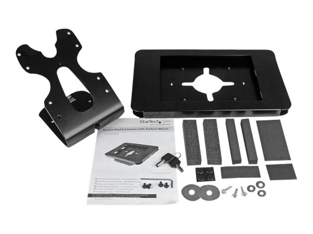 StarTech.com Secure Tablet Enclosure Stand- Lockable Anti Theft Steel Desk or Wall Mount for 9.7\" iPad / Tablet - VESA Compatible (SECTBLTPOS) - Stand (mount bracket, pads, front plate, rear plate) - for tablet - lockable - steel - black - screen size: 9.7\" - mounting interface: 100 x 100 mm - wall-mountable, desktop - for P/N: DK30CHPH