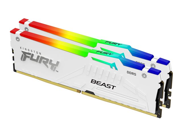 Kingston FURY Beast RGB - DDR5 - kit - 32 GB: 2 x 16 GB - DIMM 288-pin - 6000 MHz / PC5-48000 - CL36 - 1.35 V - unbuffered - on-die ECC - white