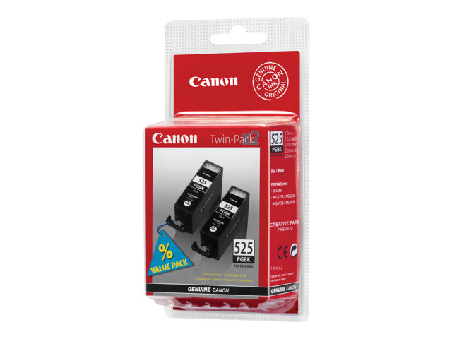 Canon PGI-525PGBK Twin Pack - 2-pack - 19 ml - black - original - ink tank - for PIXMA iP4950, iX6550, MG5250, MG5350, MG6150, MG6250, MG8150, MG8250, MX715, MX885, MX895