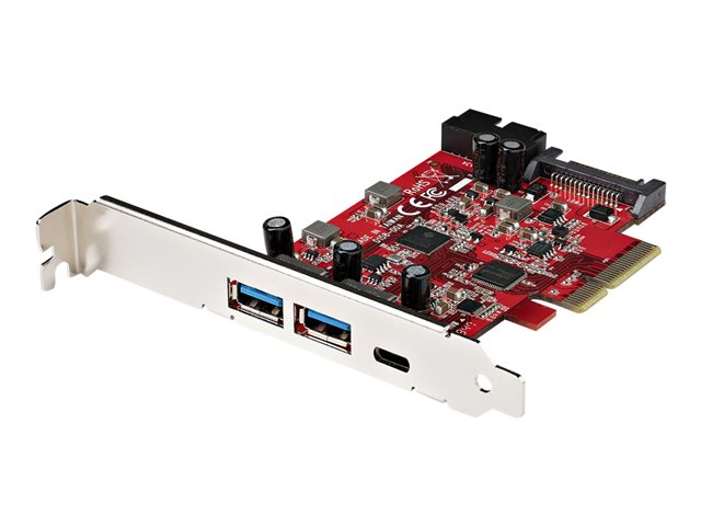 StarTech.com 5-Port USB PCIe Card, 10Gbps USB 3.1 Gen 2 PCIe Card w/ 1x USB-C & 2x USB-A, 1x 2 Port IDC (Internal 5Gbps USB Header Expansion), USB C PCIe Card, PCI Express USB Controller - Windows/macOS/Linux (PEXUSB312A1C1H) - USB adapter - PCIe 3.0 x4 - USB-C 3.1 Gen 2 x 2 + USB-C 3.2 Gen 2 x 1 - red