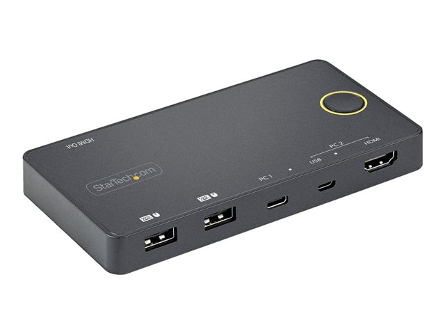 StarTech.com 2 Port Hybrid USB-A + HDMI & USB-C KVM Switch, Single 4K 60Hz HDMI 2.0 Monitor, Compact Desktop and/or Laptop HDMI KVM Switch, USB Bus Powered, Thunderbolt 3 Compatible - 2 Port HDMI KVM Switch (SV221HUC4K) - KVM / audio switch - 2 x KVM