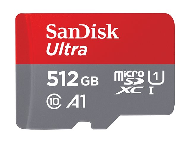SanDisk Ultra - Flash memory card (microSDXC to SD adapter included) - 512 GB - A1 / UHS Class 1 / Class10 - microSDXC UHS-I