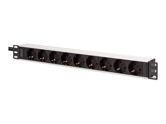 1U Alu PDU rackmount 8x Safety outlet 1x