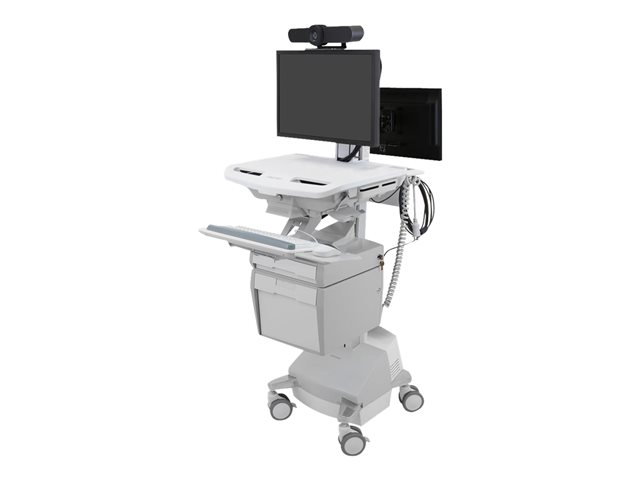 Ergotron StyleView - Cart (charge only) - open architecture - for 2 LCD displays / PC equipment - medical - plastic, aluminium, zinc-plated steel - grey, white, polished aluminium - screen size: up to 24\" - output: AC 230 V - 66 Ah - Lead Acid - TAA Compliant