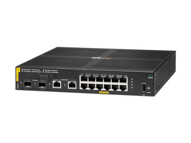 HPE Aruba Networking CX 6000 12p 10M/100M/1G Class4 PoE 2p SFP 1G 139W TAA Switch