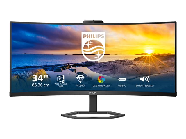 Philips 34E1C5600HE - 5000 Series - LED monitor - curved - 34\" - 3440 x 1440 WQHD @ 100 Hz - VA - 300 cd/m² - 3000:1 - 4 ms - HDMI, DisplayPort, USB-C - speakers - textured black