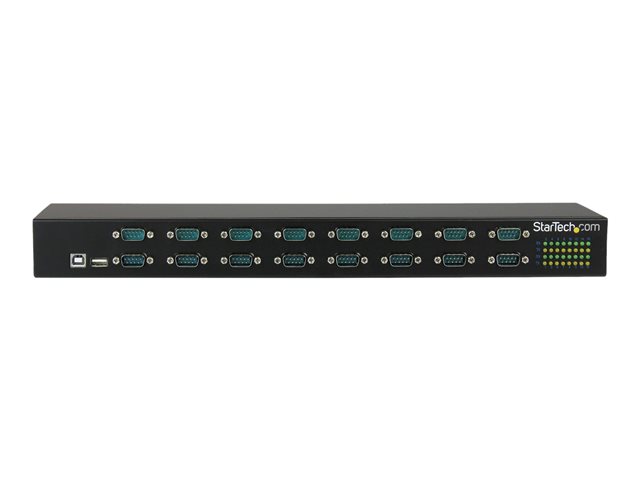 StarTech.com USB to Serial Hub - 16 Port - COM Port Retention - Rack Mount and Daisy Chainable - FTDI USB to RS232 Hub (ICUSB23216FD) - Serial adapter - USB 2.0 - RS-232 x 16 - black