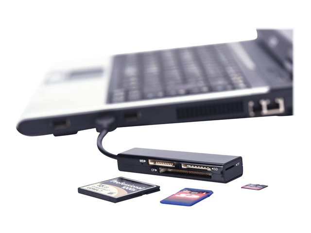 USB 3.0 CARD READER 4-PORT SUPPORTS MSSDT-FLASHCF FORMATS BLACK