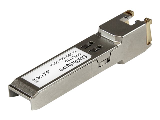 StarTech.com Cisco SFP-GE-T Compatible SFP Module, 1000BASE-T, SFP to RJ45 Cat6/Cat5e, 10/100/1000 Mbps, RJ-45 (Copper) 100m, Cisco IE3400, IE3300, IE3200, 1000MbE Mini GBIC Transceiver - Lifetime Warranty (SFPC1110) - SFP (mini-GBIC) transceiver module - 1GbE - 1000Base-TX - RJ-45 - up to 100 m - for P/N: MCM1110SFP