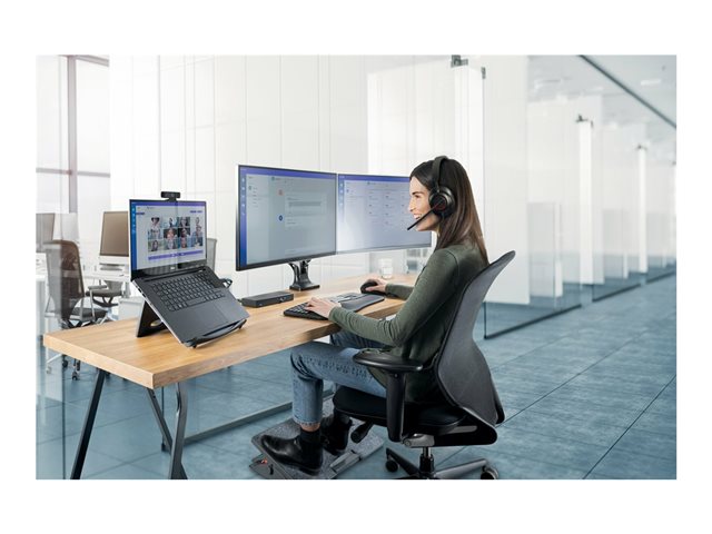 Kensington SmartFit Space-Saving Dual Monitor Arm - Mounting kit - Tilt & Swivel - for 2 monitors - aluminium, plastic, steel - black - screen size: up to 27\" - desktop, C-clamp, grommet, desk-mountable