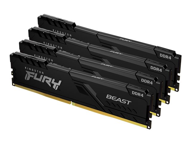 Kingston FURY Beast - DDR4 - kit - 128 GB: 4 x 32 GB - DIMM 288-pin - 3600 MHz / PC4-28800 - CL18 - 1.35 V - unbuffered - non-ECC - black