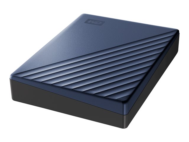 WD My Passport Ultra WDBFTM0050BBL - Hard drive - encrypted - 5 TB - external (portable) - USB 3.1 (USB-C connector) - 256-bit AES - blue