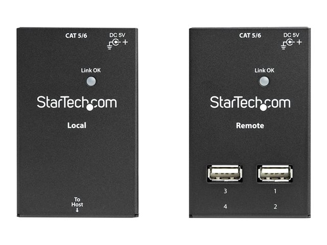 StarTech.com 4-Port USB 2.0 Extender - 165ft (50m) USB Over Cat5/Cat6 Extender - Compact USB 2.0 Over Ethernet Extender (USB2004EXTV) - USB extender - USB 2.0 - over CAT 5/6 - 4 ports - up to 50 m - for P/N: SVA5N3NEUA