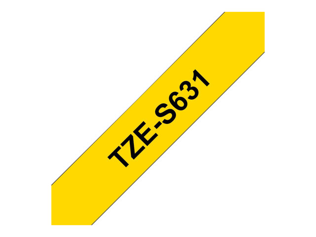 Brother TZe-S631 - Extra strong self-adhesive - black on yellow - Roll (1.2 cm x 8 m) 1 cassette(s) laminated tape - for P-Touch PT-E310, E550, P900, P-Touch Cube Plus PT-P710, P-Touch Cube Pro PT-P910