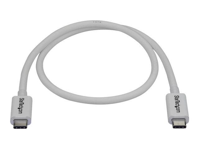 StarTech.com 1.6ft (50cm) Thunderbolt 3 Cable, 40Gbps, 100W PD, 4K/5K Video, Thunderbolt-Certified, Compatible w/ TB4/USB 3.2/DisplayPort - Thunderbolt cable - 24 pin USB-C (M) to 24 pin USB-C (M) - USB 3.1 Gen 2 / Thunderbolt 3 / DisplayPort 1.2 - 50 cm - 4K support - white - for P/N: CDP2HDUACP, CDP2HDUACPW, PEXUSB321C, TB33A1C