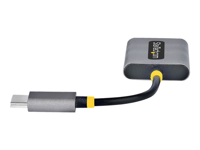 StarTech.com USB-C Headphone Splitter, USB Type C Dual Headset Adapter w/Microphone Input, USB C to 3.5mm Adapter/Earphone Dongle, USB C to Audio Jack/Aux Output - Mic and Headset Controls, Built-in 24-bit DAC (USBC-AUDIO-SPLITTER) - Audio splitter - 24 pin USB-C male straight to mini jack female straight - 7 cm - black, space grey