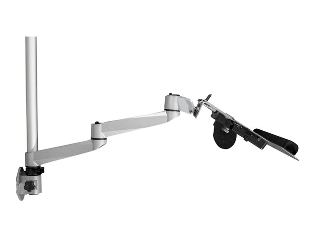 StarTech.com Wall Mount Workstation, Articulating Standing Desk w/ Ergonomic Height Adjustable Dual Monitor Arm u0026 Keyboard Tray, 2x 30" VESA Displays, Foldable Wall Mounted Sit Stand Desk - Foldable Standing Desk (WALLSTSI2) - Mounting kit (pole, mouse holder, wrist rest, wall mount bracket, keyboard tray, 2 display brackets, 2 x spring arms, 2 x swivel arms with logo, monitor shoulder, wall mount bracket with lock plate, 2 x swivel arms, mouse tray, mouse tray fixed plate, EVA mouse pad) - for 2 LCD displays / keyboard / mouse - plastic, aluminium, steel - silver - screen size: 13"-30" - wall-mountable - TAA Compliant
