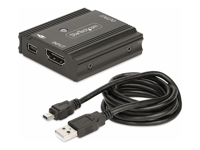 StarTech.com 33ft (10m) 8K 60Hz HDMI Signal Booster, Active HDMI 2.1 Inline Repeater and Video Signal Amplifier up to 8K 60Hz/4K 144Hz, Compact HDMI Cable Extender - HDMI Signal Extension (33FT-8K-HDMI-BOOSTER) - Video/audio extender - transmitter - HDMI - 2 ports - up to 10 m - TAA Compliant