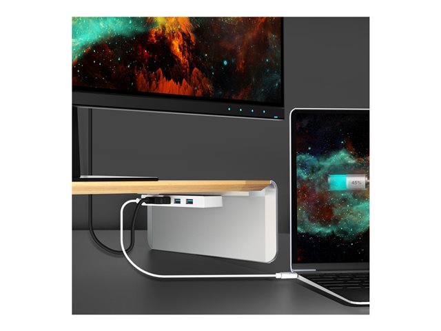 Wood Monitor Stand with Docking Station