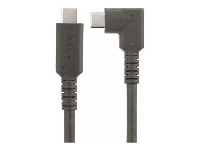 StarTech.com 1.6ft (50cm) Rugged Right Angle USB-C Cable, USB 3.2 Gen 2 (10 Gbps), USB C to C Data Transfer Cable, 4K 60Hz DP Alt Mode, 100W Power Delivery - 90 Degree USB-C Cable (RUSB31CC50CMBR) - USB cable - 24 pin USB-C (M) straight to 24 pin USB-C (M) right-angled - USB 3.2 Gen 2 - 50 cm - rugged, 4K60Hz support - black