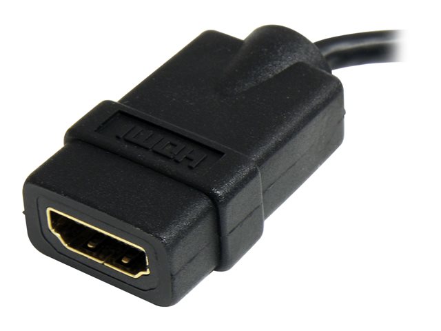 StarTech.com 5in High Speed HDMI Adapter Cable - HDMI to HDMI Micro - F/M - 5 inch Micro HDMI Adapter - HDMI Female to Micro HDMI Male (HDADFM5IN) - HDMI adapter - HDMI female to 19 pin micro HDMI Type D male - 1.2 cm - shielded - black - for P/N: HDMM30CM