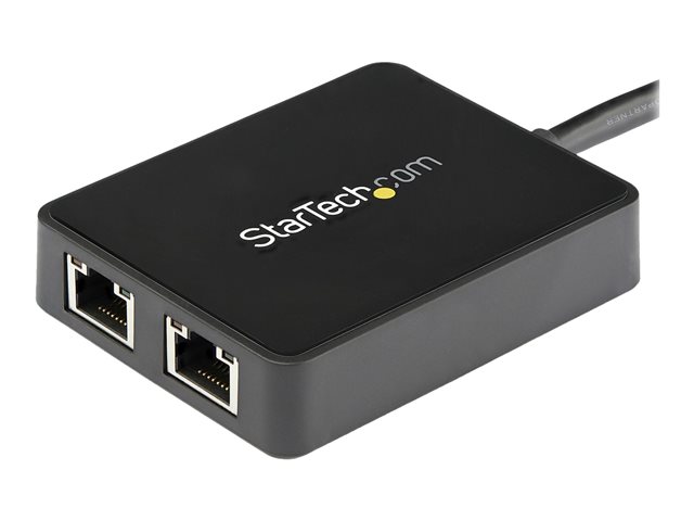 StarTech.com USB 3.0 to Dual Port Gigabit Ethernet Adapter w/ USB Port - 10/100/100 - USB Gigabit LAN Network NIC Adapter (USB32000SPT) - Network adapter - USB 3.0 - 1GbE - 1000Base-T - 2 ports - black