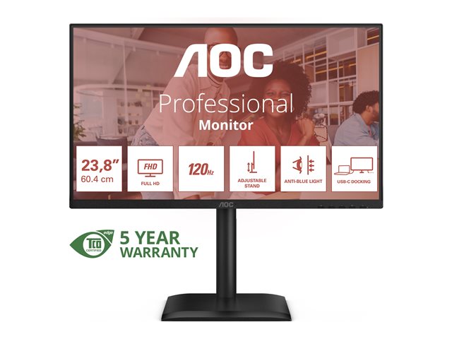 24E4CV 24\" DOCK IPS FHD, 4 ms, 1920x1080@120Hz, Wid 16/9, USB-C - DP-HDMI-DPout, LAN RJ45, 4xUSB 3.2, Brightness 300 cd/m², D Contra